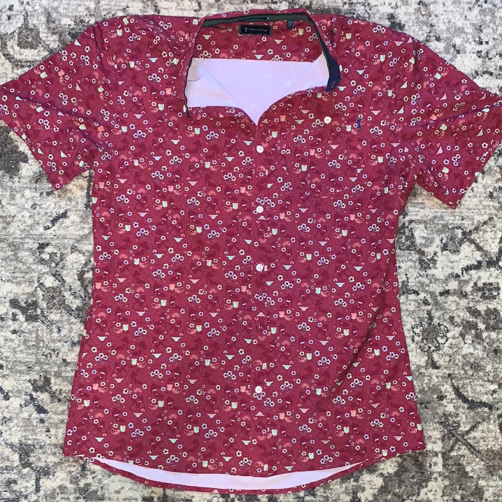 Red William Murray Short Sleeve Button Down (Large)